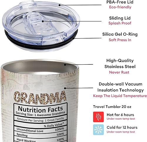 Miniatura 3 de Vivulla68 Grandma Life - Vaso de acero inoxidable, 20 onzas, estampado de leopardo, doble pared aislada, mantiene las bebidas calientes o frías,