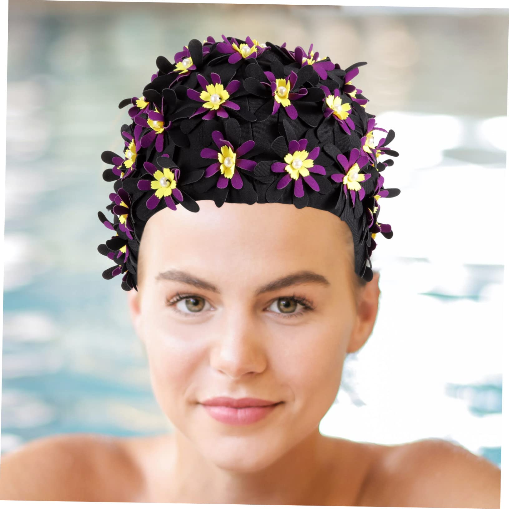 TOYANDONA Aumentar El Sombrero De Natación De Flores Gorro De Baño De Tela para Mujer y Adulto Gorra De Mujer Gorro De Baño Chicas Nadar Largo Tapa Gorra De Baño Poliéster