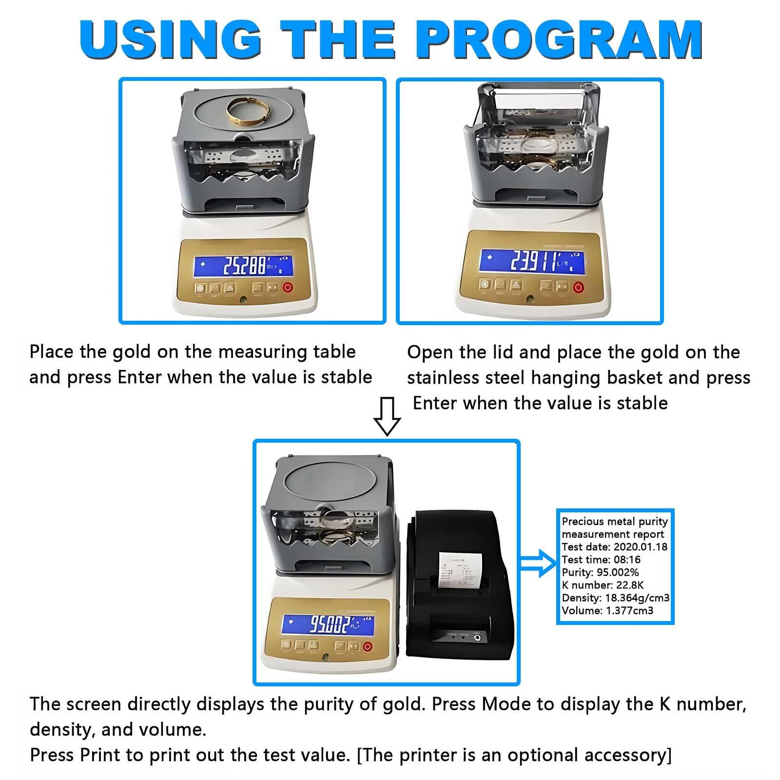 Probador de pureza de oro, medidor de densidad de metales preciosos para oro, plata, paladio, platino, ideal para venta de joyas, reciclaje, procesamiento y casas de empeño