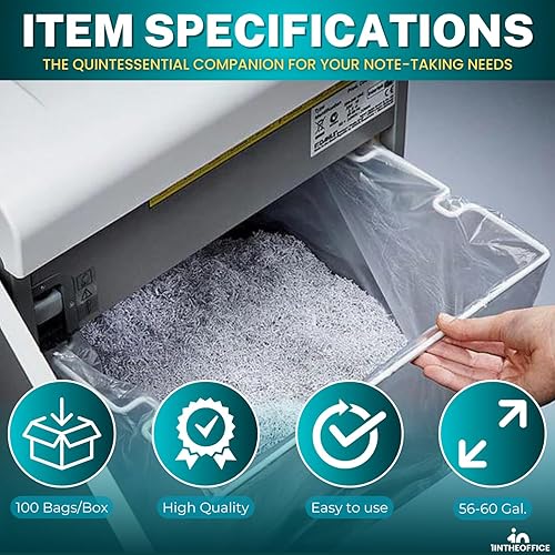 Miniatura 7 de 1InTheOffice Bolsas trituradoras de 56 a 60 galones, bolsas grandes para trituradoras, bolsas de papel para residuos de 50 galones, (100/caja)