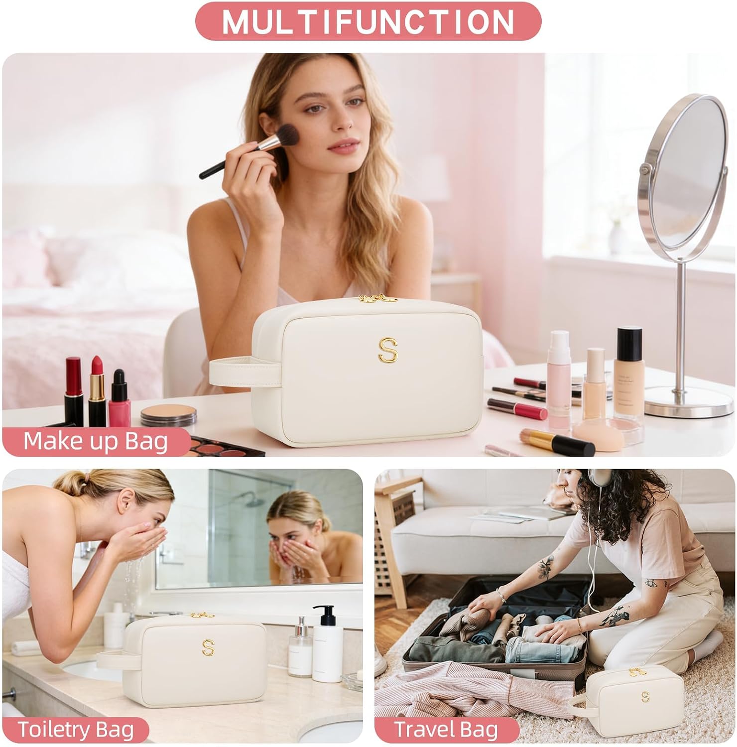 Gifts for Women Bridesmaid Gifts Initial Makeup Bag image 3