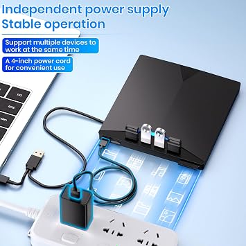 Dainty External Blu-ray Drive, Compatible with BD/DVD/CD Player/Read/Write USB 3.0 &/Type-C Windows 7-11 & Mac PC-Compatible with TF/SD/USB