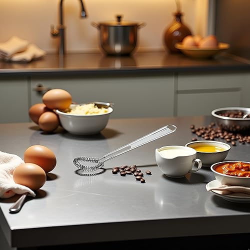 Miniatura 3 de Batidor de huevo plateado de acero inoxidable, mini bobina de resorte, espumador de leche de mano, agitador de salsa, licuadora, mezclador de café,