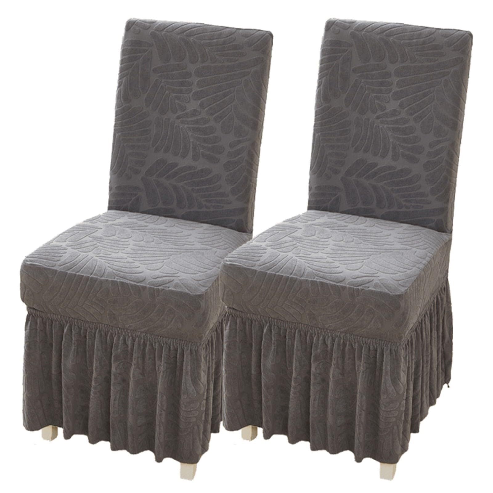 NMVAWIPT Dining Chair Covers With Long Skirt, Stretch Removable Slipcovers For Room Kitchen Wedding Party Banquet(#4,2 Set)
