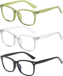OWL 3 Pack Blue Light Blocking Glasses, Unisex Square Adult Eyeglasses for Screen Time, Womens Mens Computer Gaming Specs