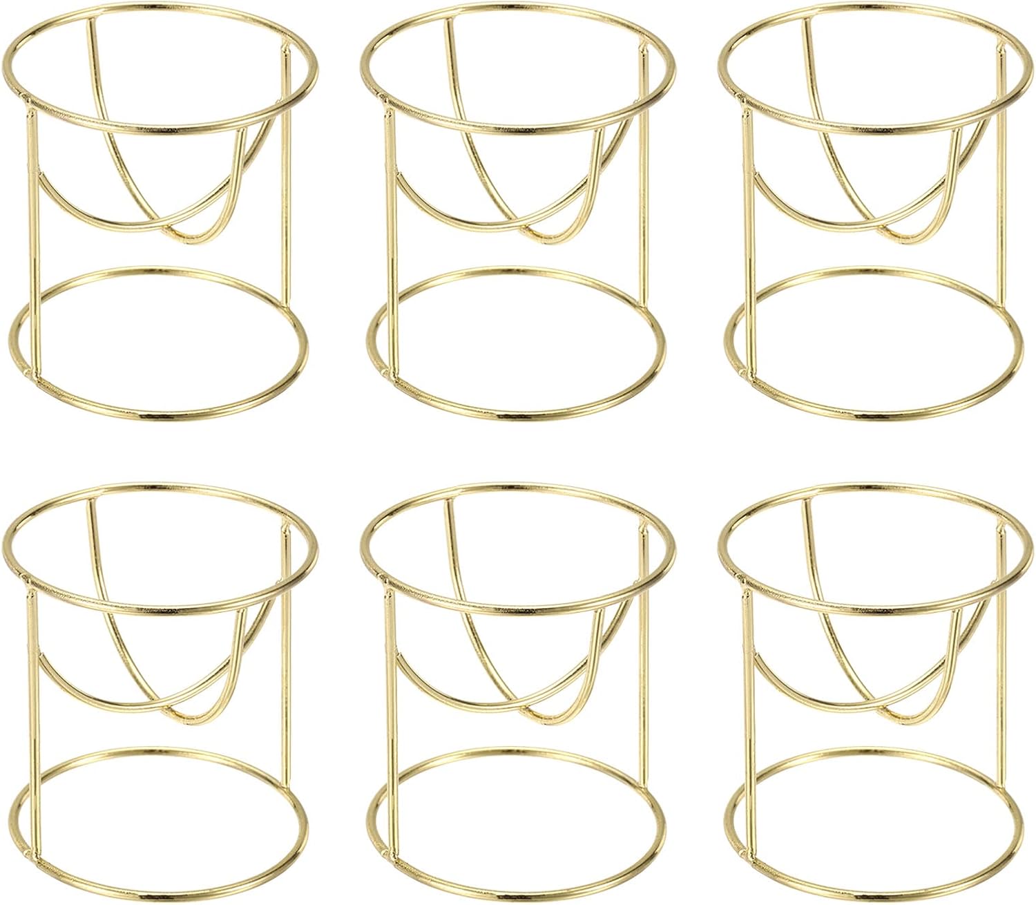 PATIKIL Air Plant Stand Holder, 6 Pcs Round Metal Air Plant Pot Container for Home Bedroom Office Decor Gold