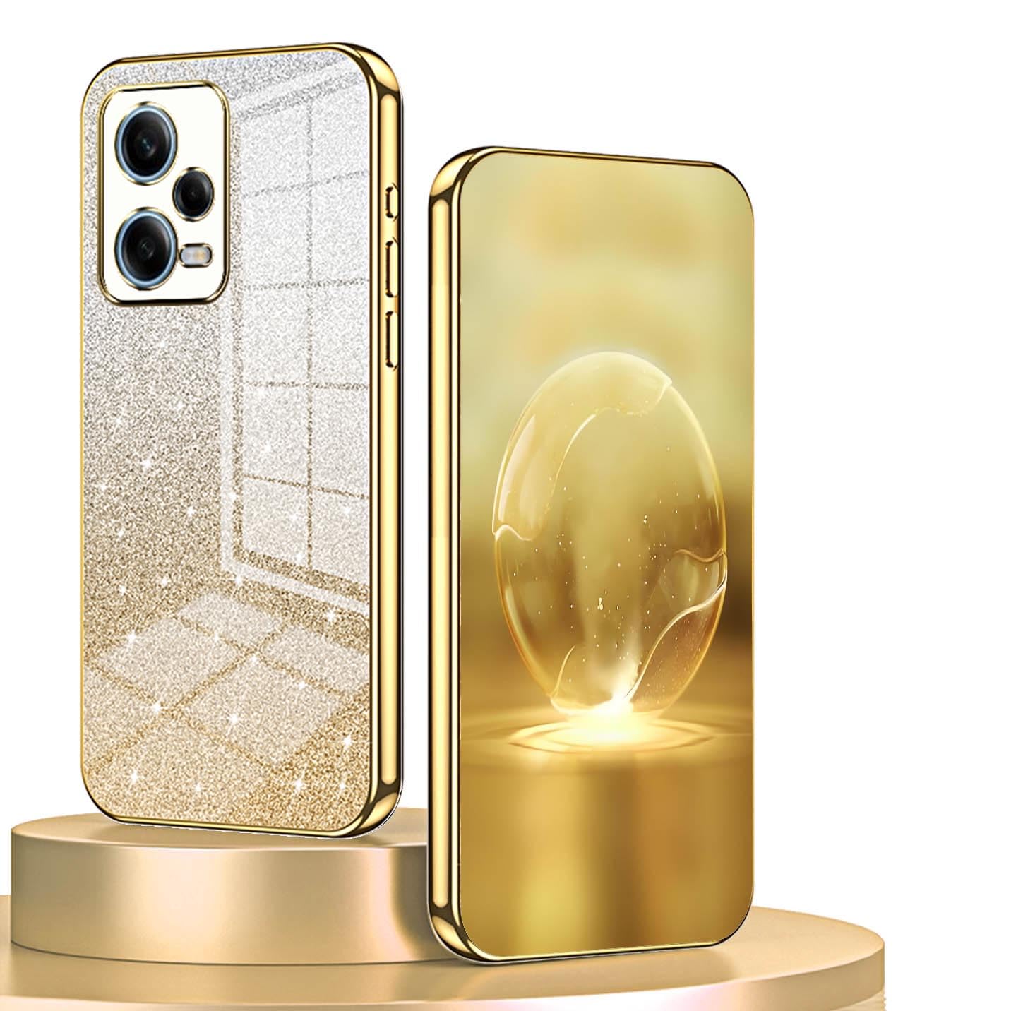 BORYA Hülle Für Xiaomi Redmi Note 12 Pro+ 5G – Ultradünn, Stoßfest, Mit Glitzer-Gradient, Gold