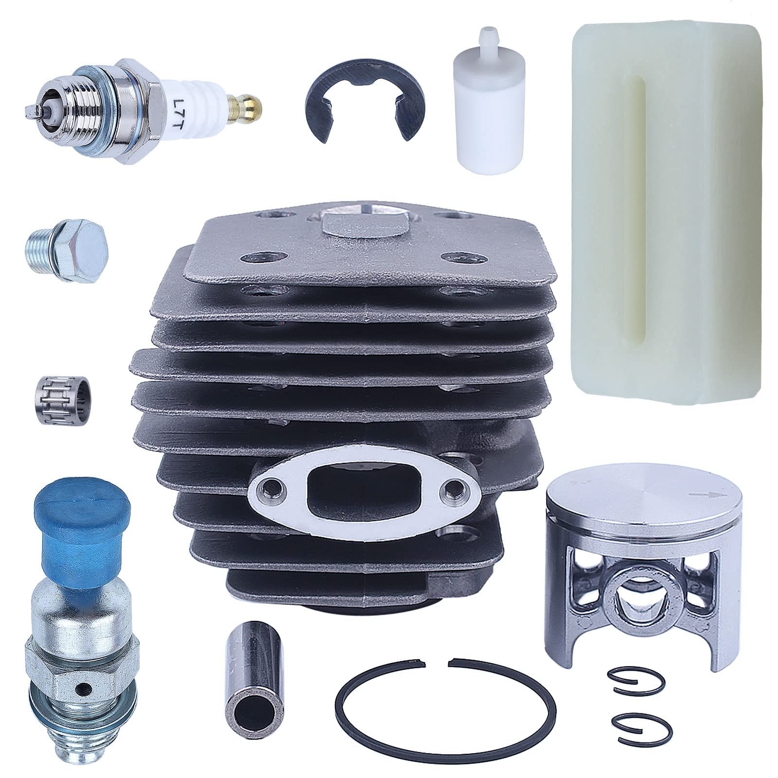 IWBR Kit de carburador de cojinete de pistón de cilindro de 45mm apto for Husqvarna 154 254 154XP 254XP pieza de motosierra bujía filtro de combustible de descompresión