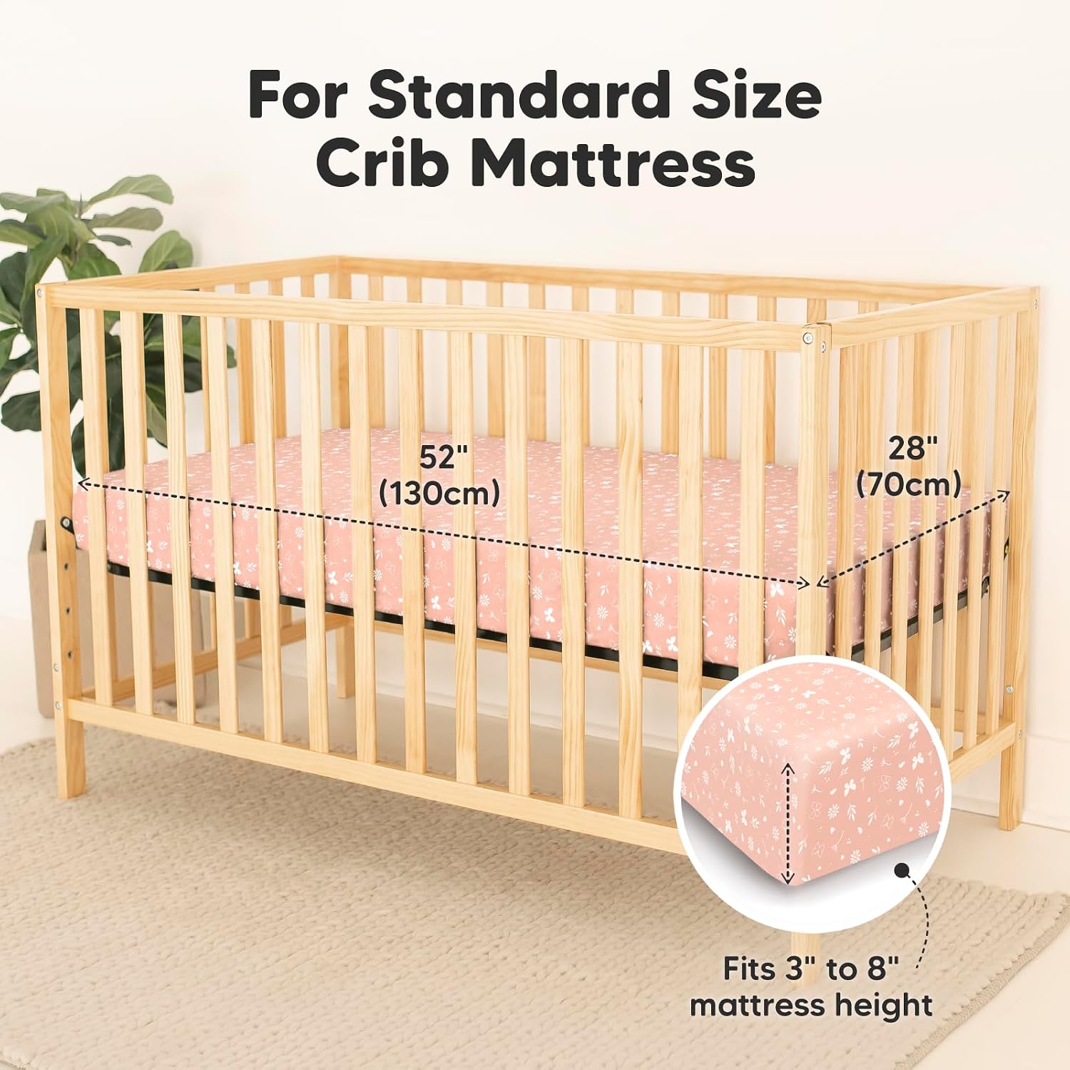 KeaBabies 2-Pack Waterproof Baby Crib Sheets for Boys, Girls - 52x28 Viscose Derived from Bamboo Toddler Bed Sheet Neutral, Crib Mattress Protector Cover for Baby Bedding, Soft & Gentle (Butterflies)