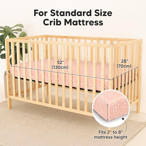 Miniatura 91 de 2-Pack Waterproof Baby Crib Sheets for Boys, Girls - 52x28 Viscose Derived from Bamboo Toddler Bed Sheet Neutral, Fitted Crib Mattress Protector