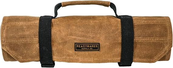 Readywares Tool Roll Bag | Heavy Duty Waxed Canvas Tool Roll with 18 Pockets and Pouch, Durable Canvas Tool Organizer with YKK Zipper, Built Tough for Tradesmen and Everyday Work