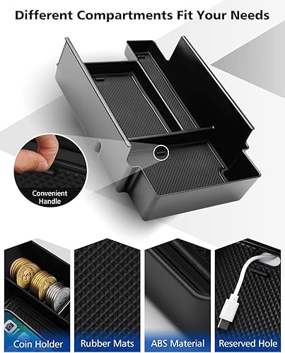 Miniatura 4 de FIILINES 2 organizadores de consola central para Nissan Pathfinder 2022 2023, bandeja de consola, reposabrazos, caja de almacenamiento secundaria