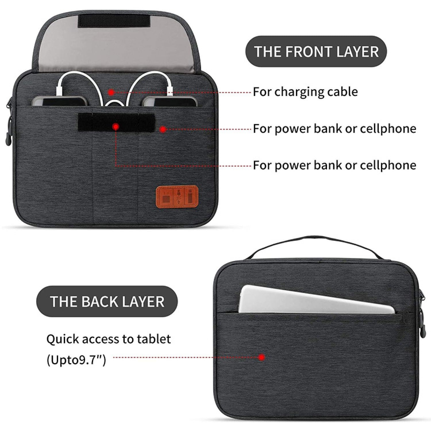 Organisateur Sac électroniques voyage, Sac rangement câbles multifonction, étui voyage (cabl Noir 28.5X23X6cm)
