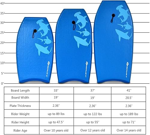Miniatura 7 de Goplus Boogie Boards para playa, tablero ligero con núcleo EPS, cubierta XPE, parte inferior lisa de HDPE, correa premium y cuerda de muñeca