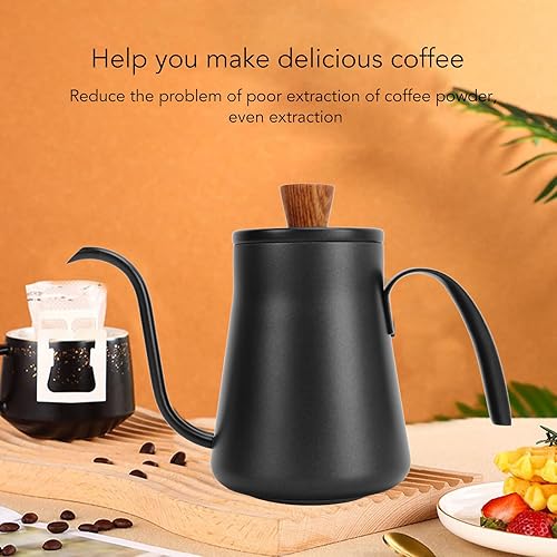 Miniatura 3 de TOPINCN Coffee Kettle 304 Pot Stainless Steel Long Mouth Pot Slim Mouth Hanging Ear Brewing Pot for Hand Pour Pot (Black)