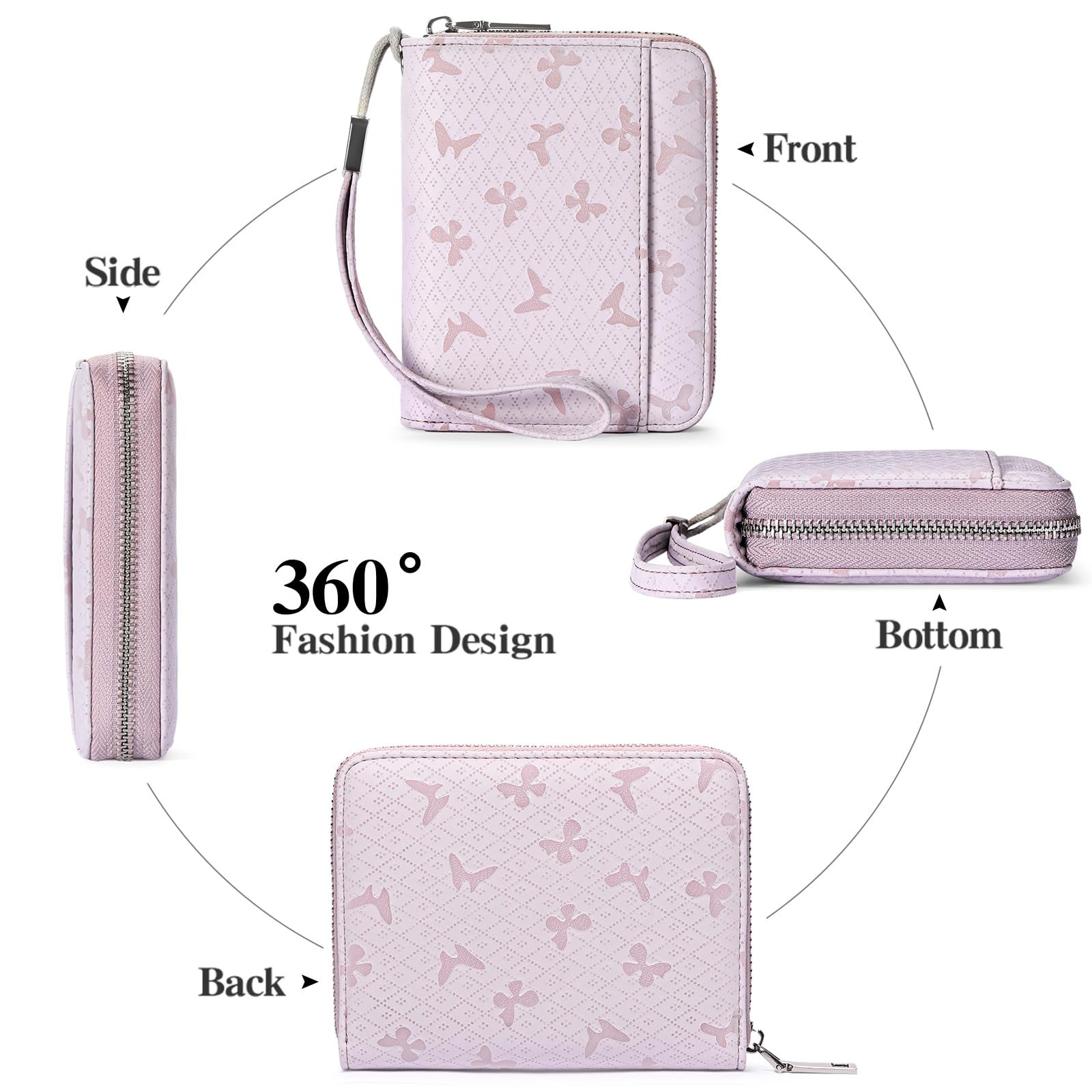 SENDEFN Portafoglio Donna in Pelle Cerniera Portamonete Piccolo Portafogli con Blocco RFID Porta Tessere Porta Carte di Credito Donna con 24 Scomparti per Carte
