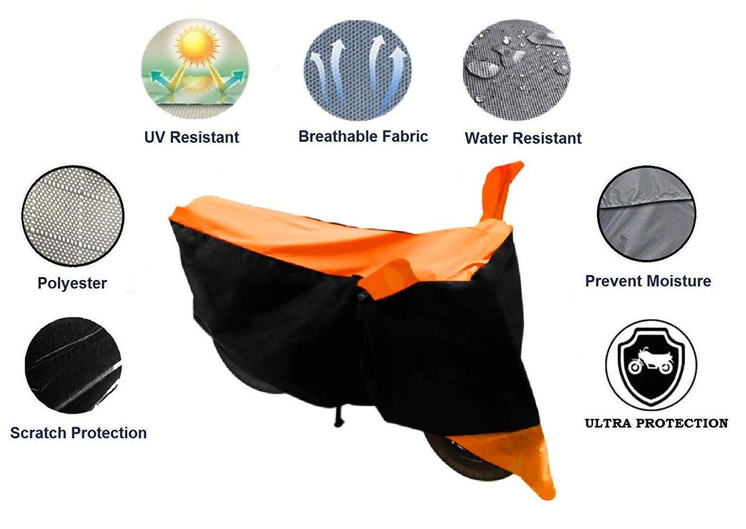 COXTOR Water-Resistant Bike/Scooty Cover for Bullet 350 Polyester Fabric_Orange 1