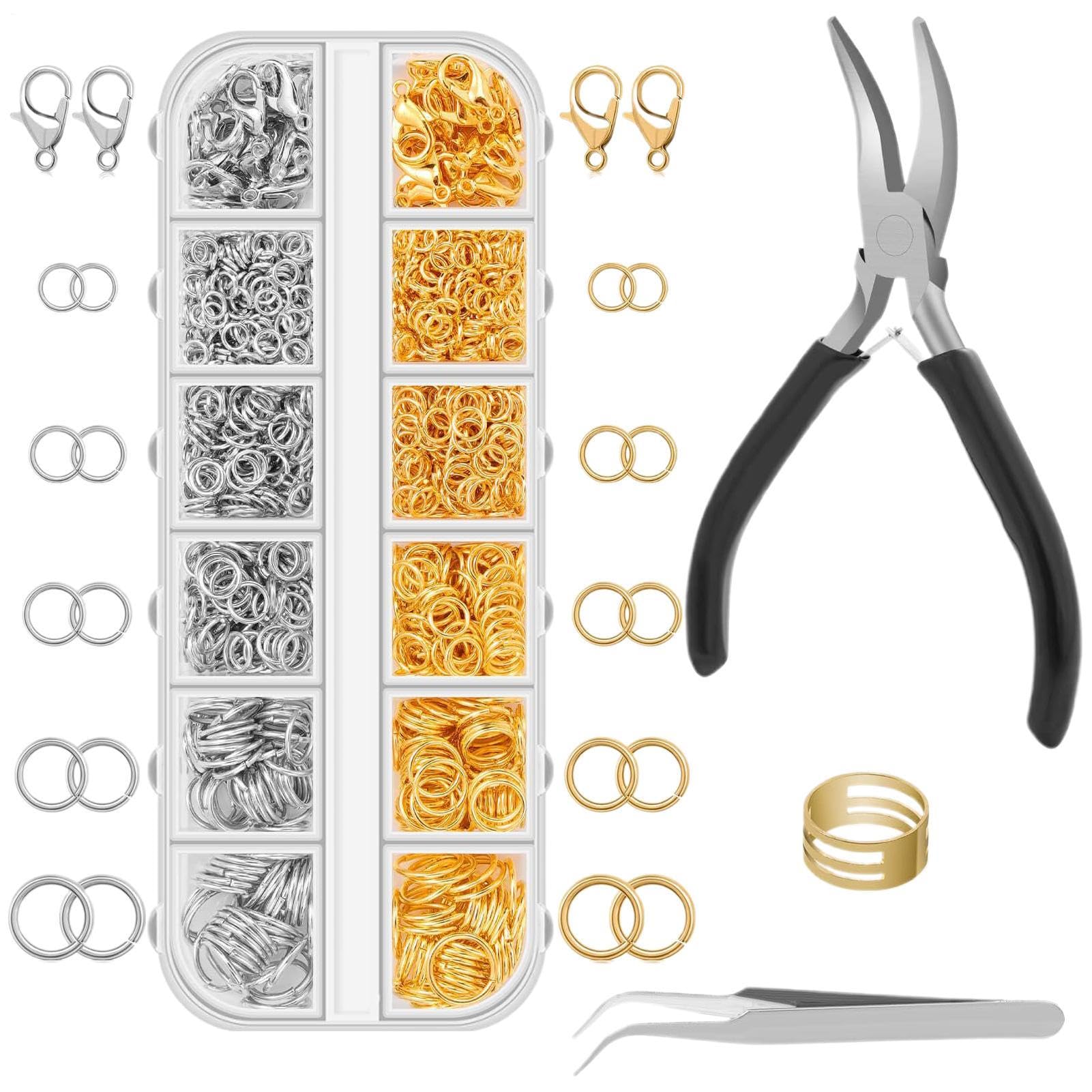 Anillos de salto para hacer joyas, juego de manualidades de 1200 piezas para llaveros DIY