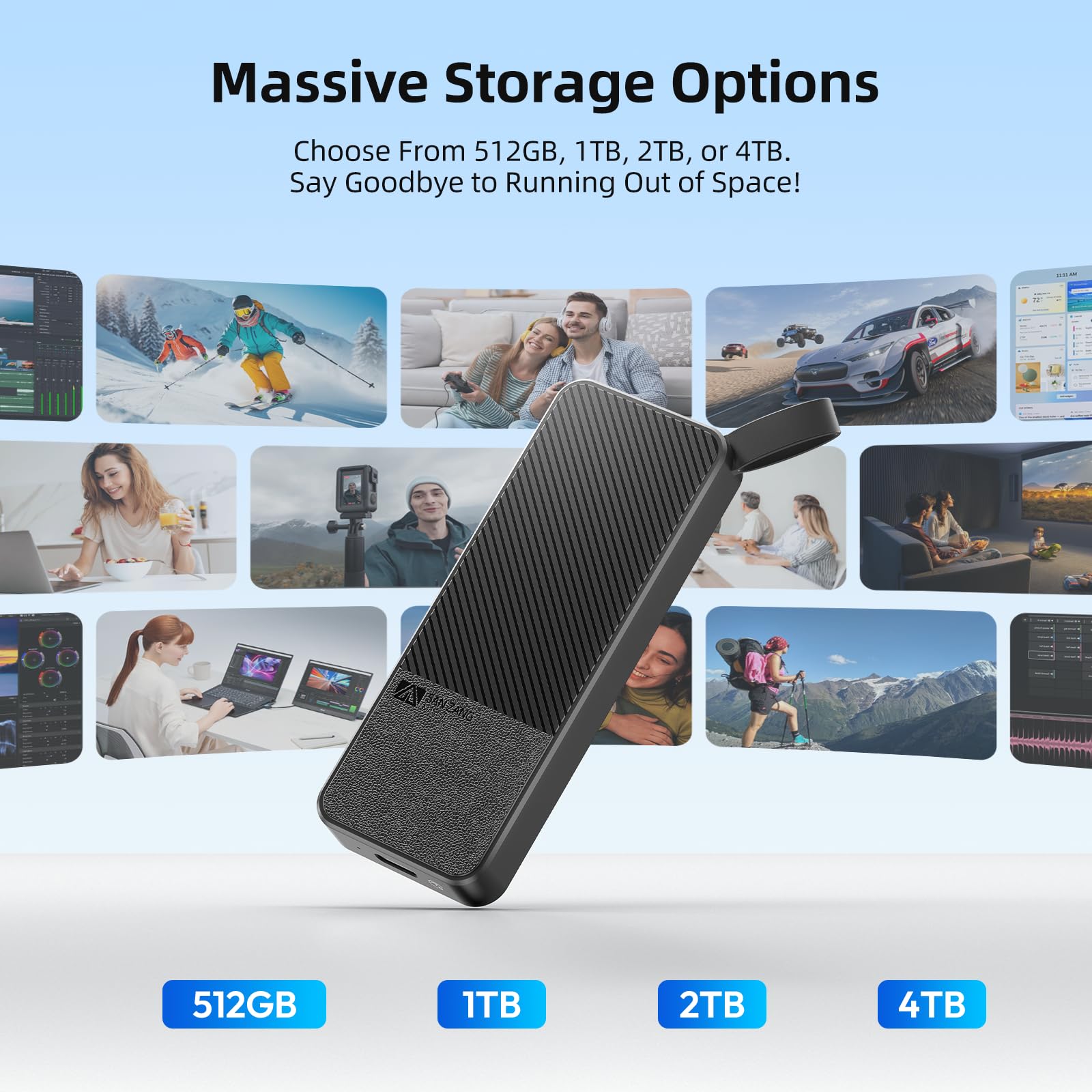 SANZANG Master Externe SSD 2TB, Bis zu 1050MB/s, USB 3.2 Gen2,Portable SSD Festplatte Extern für iPhone 15/16 PRO, PS5, Xbox, Laptop, Typ-C-Smartphones, S10PRO
