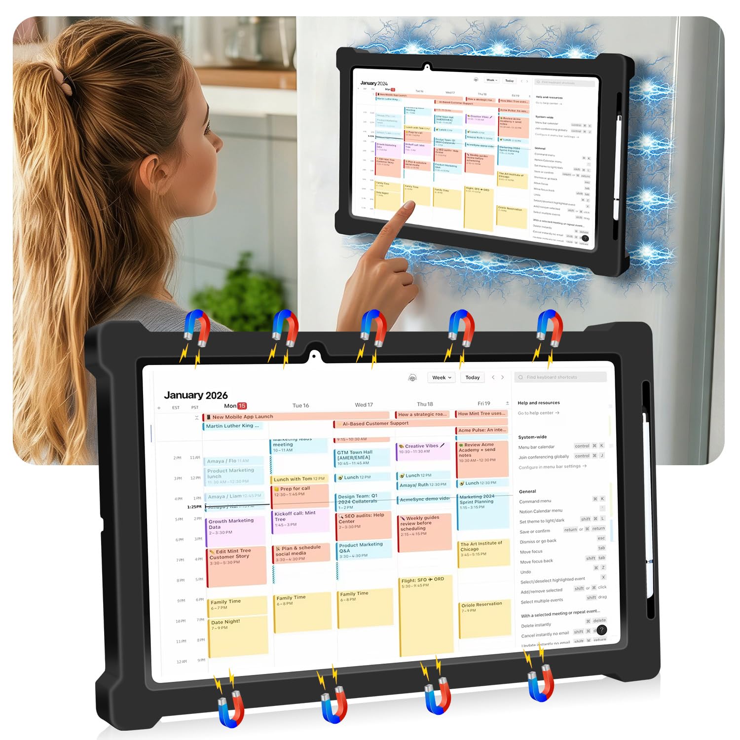 Photo 1 of Magnetic Silicone Case for Skylight Calendar,Cover for Skylight Calendar 15 inch Accessories Protector Holders Magnetic Fridge Mount with 2 Stylus Pen and Stylus Slot-Grey