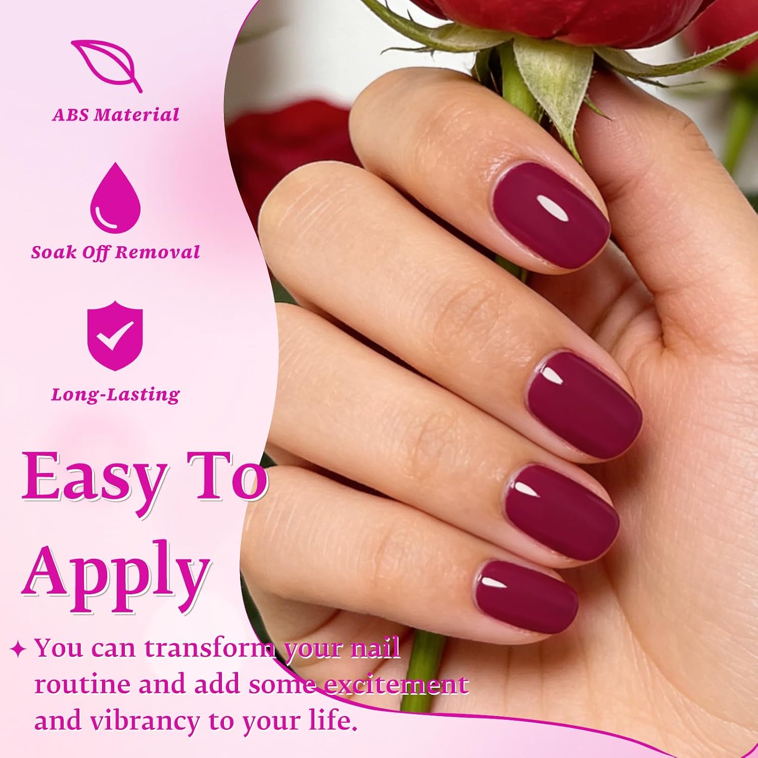 240PC Extra Short Press on Nail Square Berry Fake Nails with Glue & Adhesive Tabs, Berry Red Glue on Nails Press on Nail Short Square Acrylic Nail XS False Nail Artificial Fingernail for Women Girls