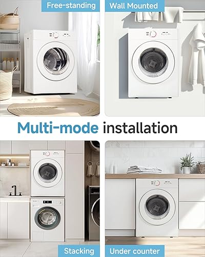 Miniatura 6 de Secadora compacta de 1.8 pies cúbicos, secadora de ropa portátil de 1020 W con bañera de acero inoxidable, carga frontal, cuatro funciones, unidad