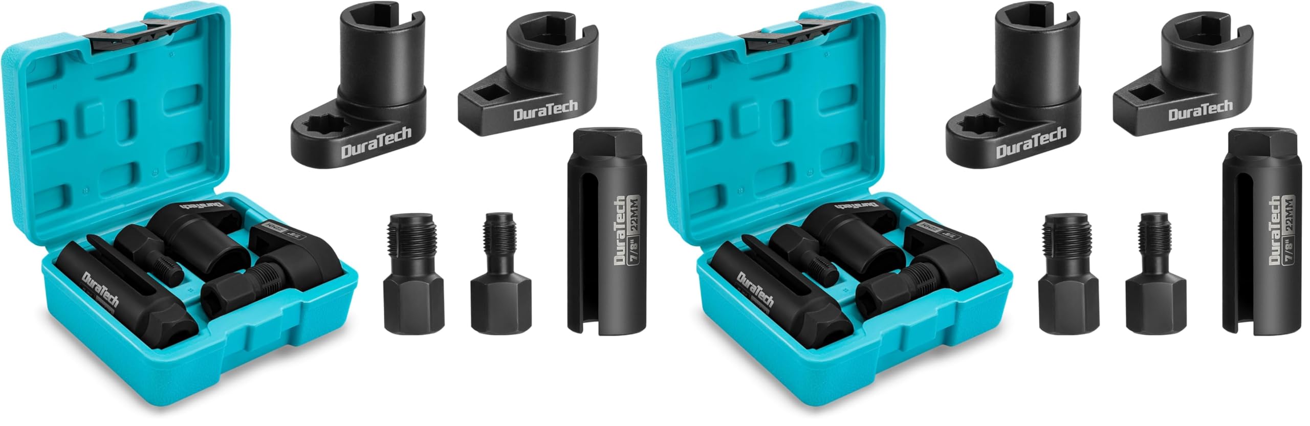 DURATECH 5PCS O2 Oxygen Sensor Socket Thread Chaser Set, 3/8" 1/2" Drive x 7/8" 22mm Oxygen Sensor Remover O2 Sensor Removal Tool Kit (Pack of 2)