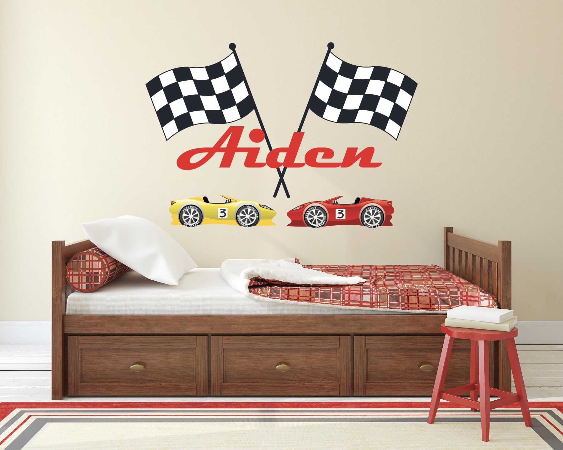 Room Racing Flags Racing Car Wall Stickers