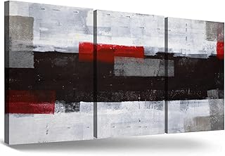 FYATHM Arte de pared en blanco y negro, rojo, gris, arte abstracto de pared para dormitorio, cocina, oficina, decoración m...