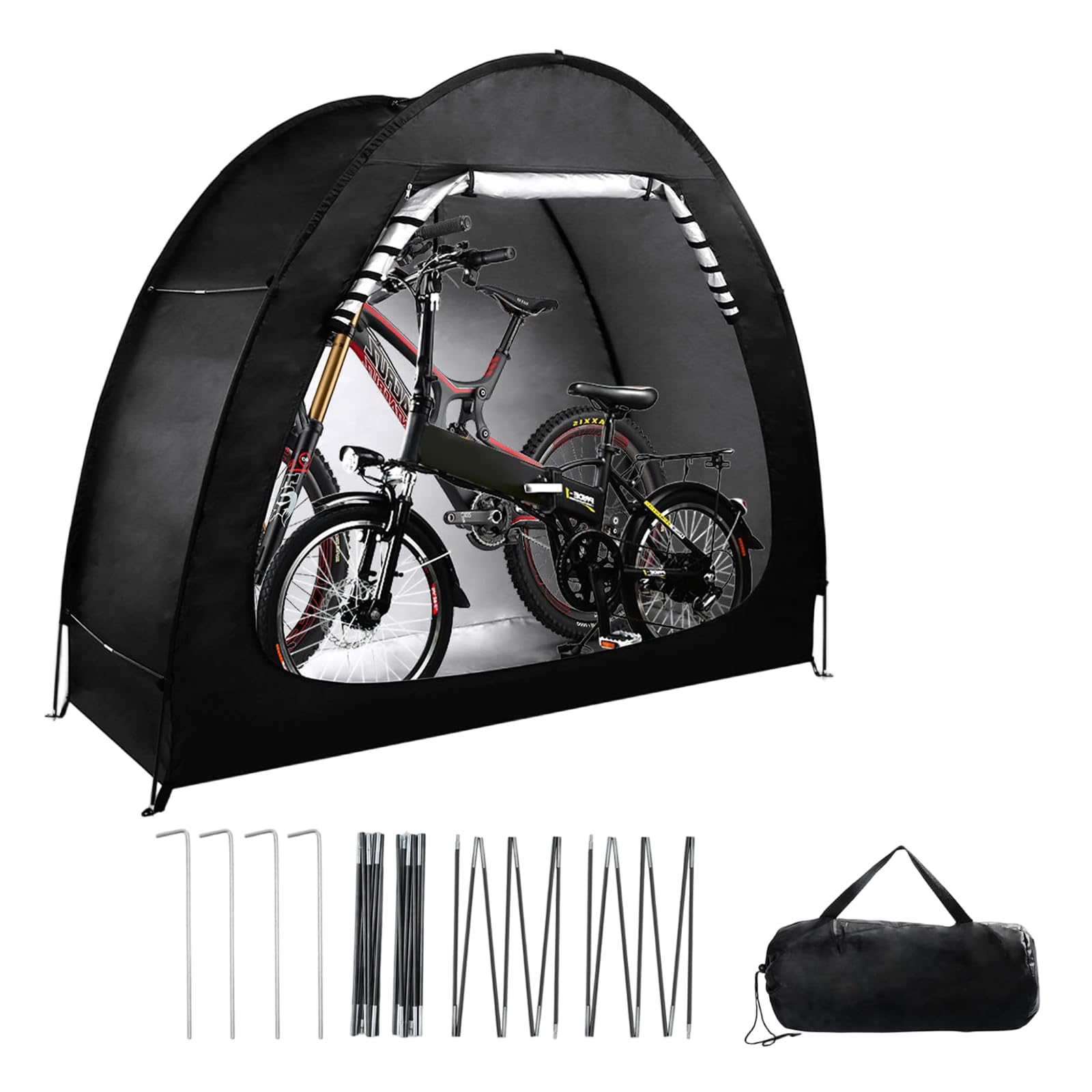 Fahrradabdeckung für Außenaufbewahrung, 210 x 150 x 165 cm, Fahrradschuppen, Zeltaufbewahrung, 210D Oxford, wasserdichtes Fahrrad- und Gartenzelt mit Aufbewahrungstasche, tragbarer