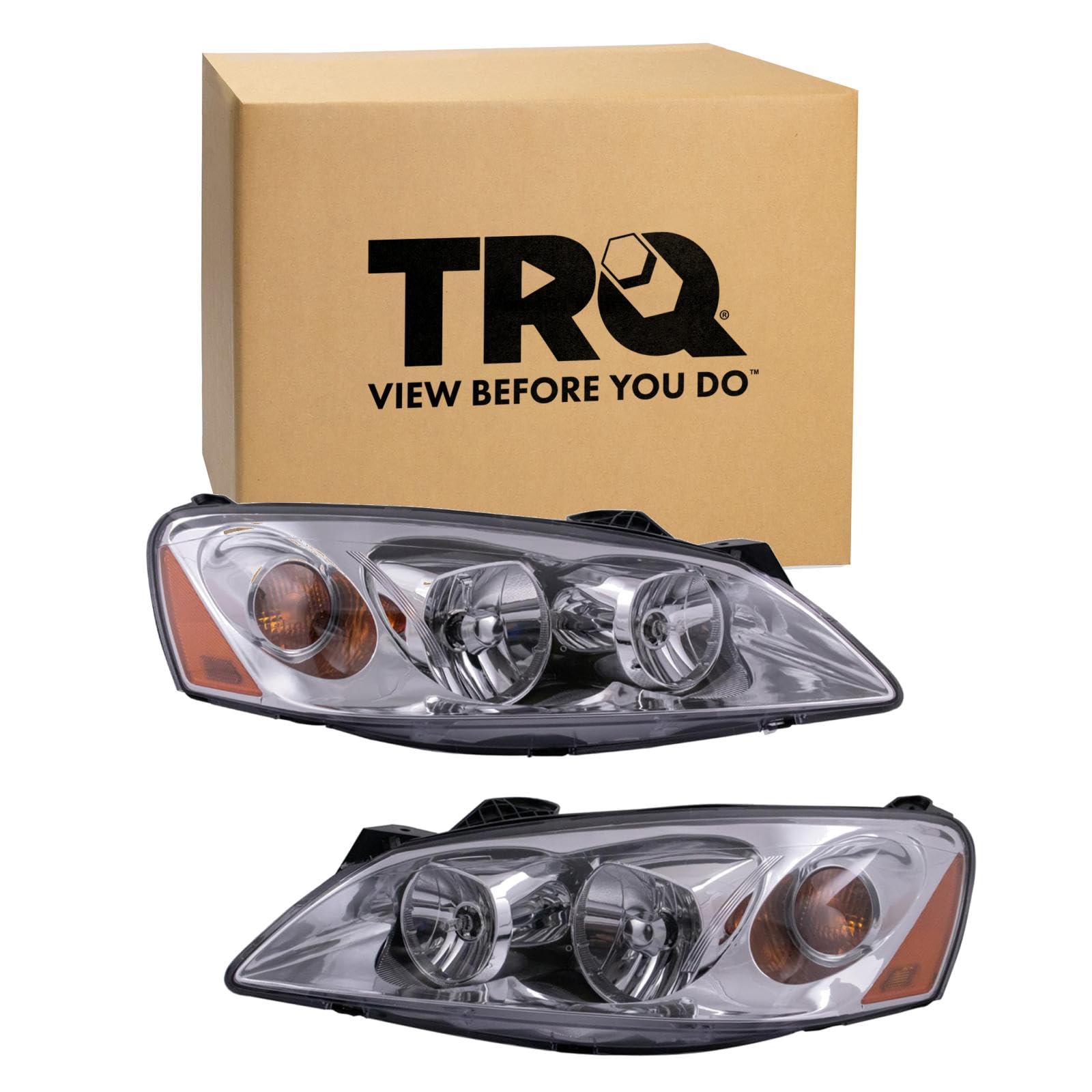 TRQ 2 Piece Headlight Assembly Set for 2005-2010 G6