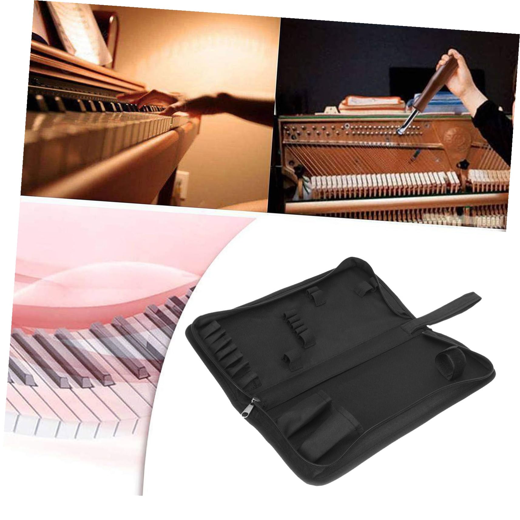 FRCOLOR Praktische Klavier stimmschlüssel Tasche Langlebiger Tuning Tools Organizer Leichter Reise aufbewahrungsbeutel für Klavierzubehör Robustes Material Reißfest mit Reißverschluss