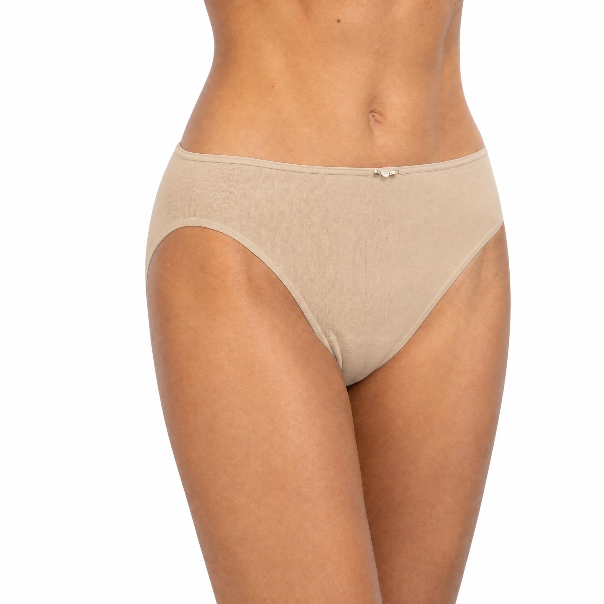 AVET - 3367 Pack de 6 Bragas Bikini Algodon Lycra sin Costuras Color: Arena Talla: M
