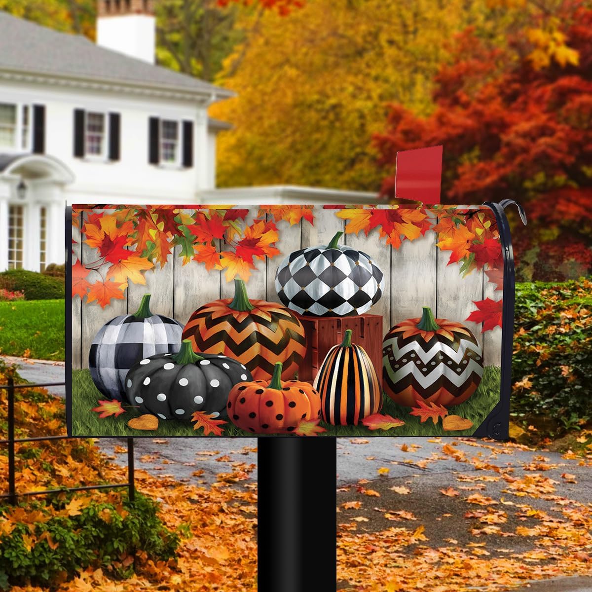 Briarwood Lane Patterned Pumpkins Autumn Mailbox Cover