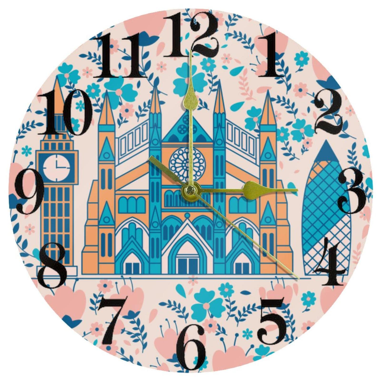 Horloge murale ronde de 25,4 cm Westminster Abbey à piles sans tic-tac