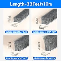 Vista 6 de Burlete autoadhesivo gris de 33 pies para puertas y ventanas, 0.4 pulgadas de ancho x 0.2 pulgadas de grosor