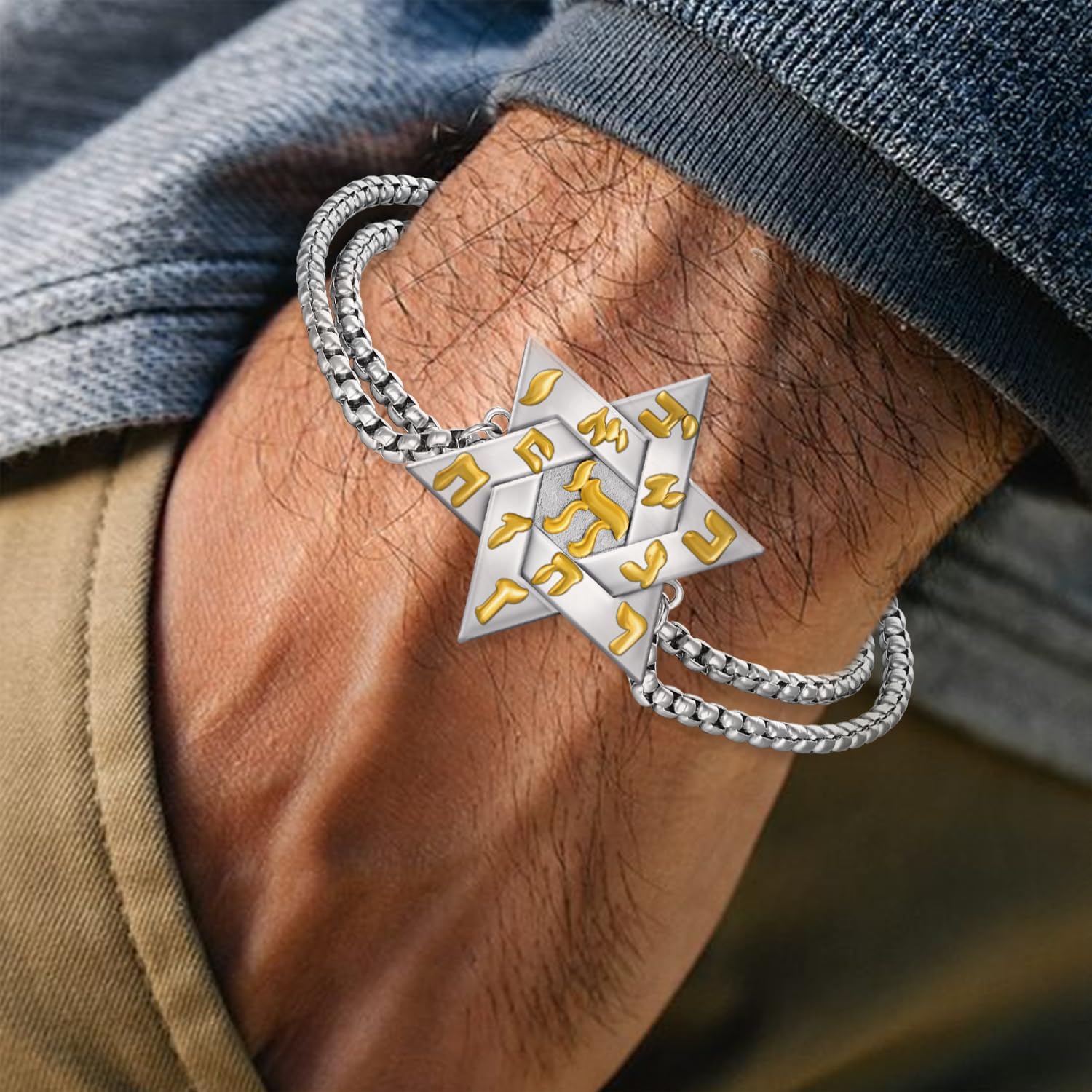 Star of David Bracelet for Men 925 Sterling Silver Chai Jewish Star Bracelet Jewish Jewelry Gifts For Men Women - Image 5