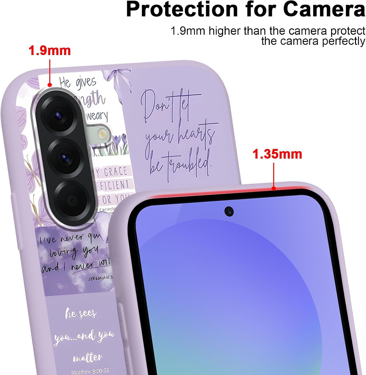 Phone Case for Samsung Galaxy A57 6.7", Bible Verse Christian Design Purple Bow Aesthetic Girly Pretty Case Soft Silicone Protective Cover for Girls Women image 3