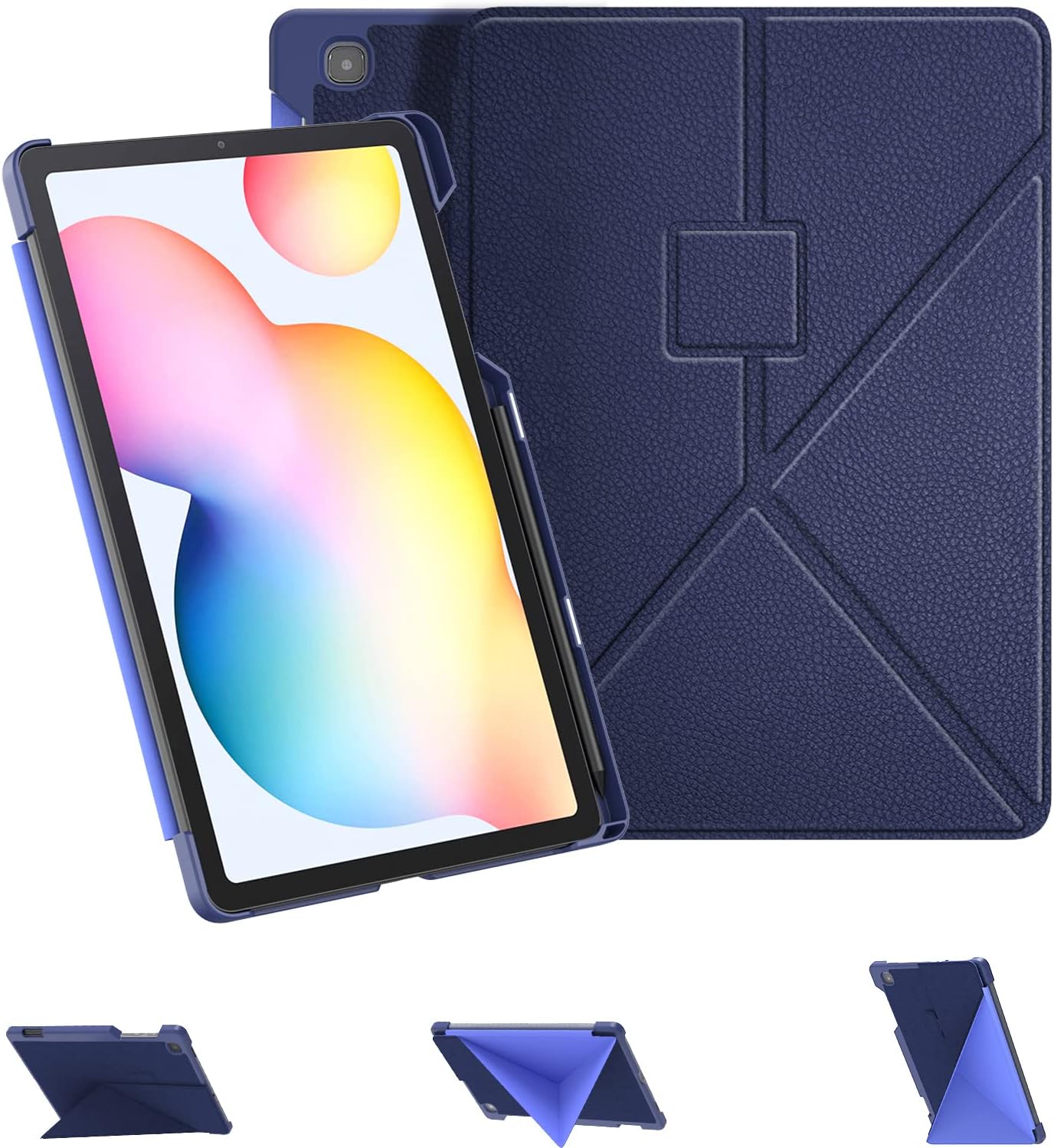 E NET-CASECase for Samsung Galaxy Tab S6 Lite 10.4 Inch 2024/2022/2020 Model (SM-P620/625/P610/P613/P615/P619) with S Pen Holder, Multi-Angle Viewing and Hard Back Cover Auto Wake/Sleep, Blue