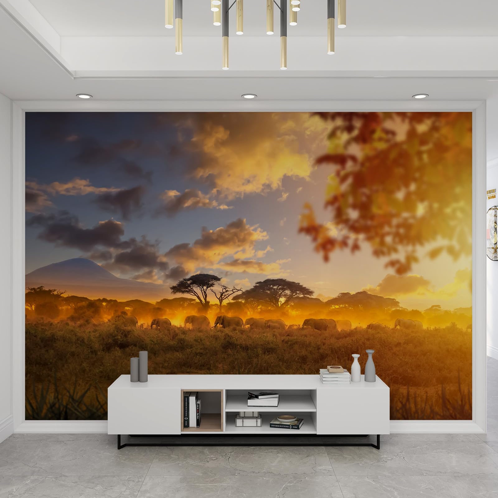 Papier peint mural lac forestier grand autocollant paysage naturel