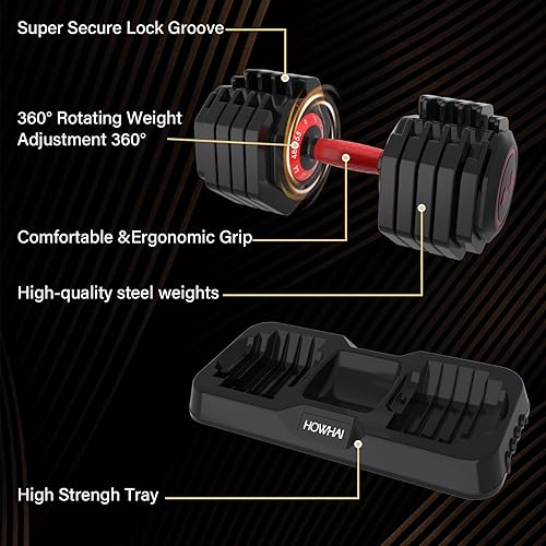 Miniatura 4 de Mancuerna ajustable de 55 libras, mancuerna ajustable 10 en 1 con mango de textura antideslizante, ejercicio y fitness para hombresmujeres, equipo