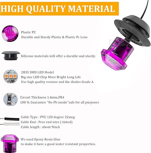 Miniatura 5 de PSEQT Luces LED de marcador de remolque de 34 pulgadas, indicadores de holgura lateral, luz trasera, impermeable, para remolque, camión, automóvil,