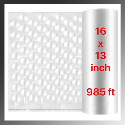Rollo de burbujas para cojín de aire, bolsas de almohada inflables, tamaño de la película 16 x 13 pulgadas, longitud de 985 pies, embalaje de envío