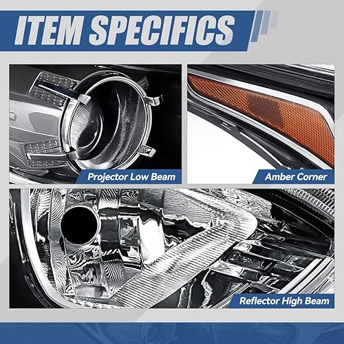 Miniatura 10 de Auto Dynasty Lámpara de proyector de estilo fábrica compatible con Forte Sedan 2019-2021, lado izquierdo del conductor, carcasa negra esquina ámbar