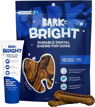 Barkbox Bright Durable Dog Dental Kit for Tough Chewers, Toothpaste - Small Breeds 15 Chew Sticks