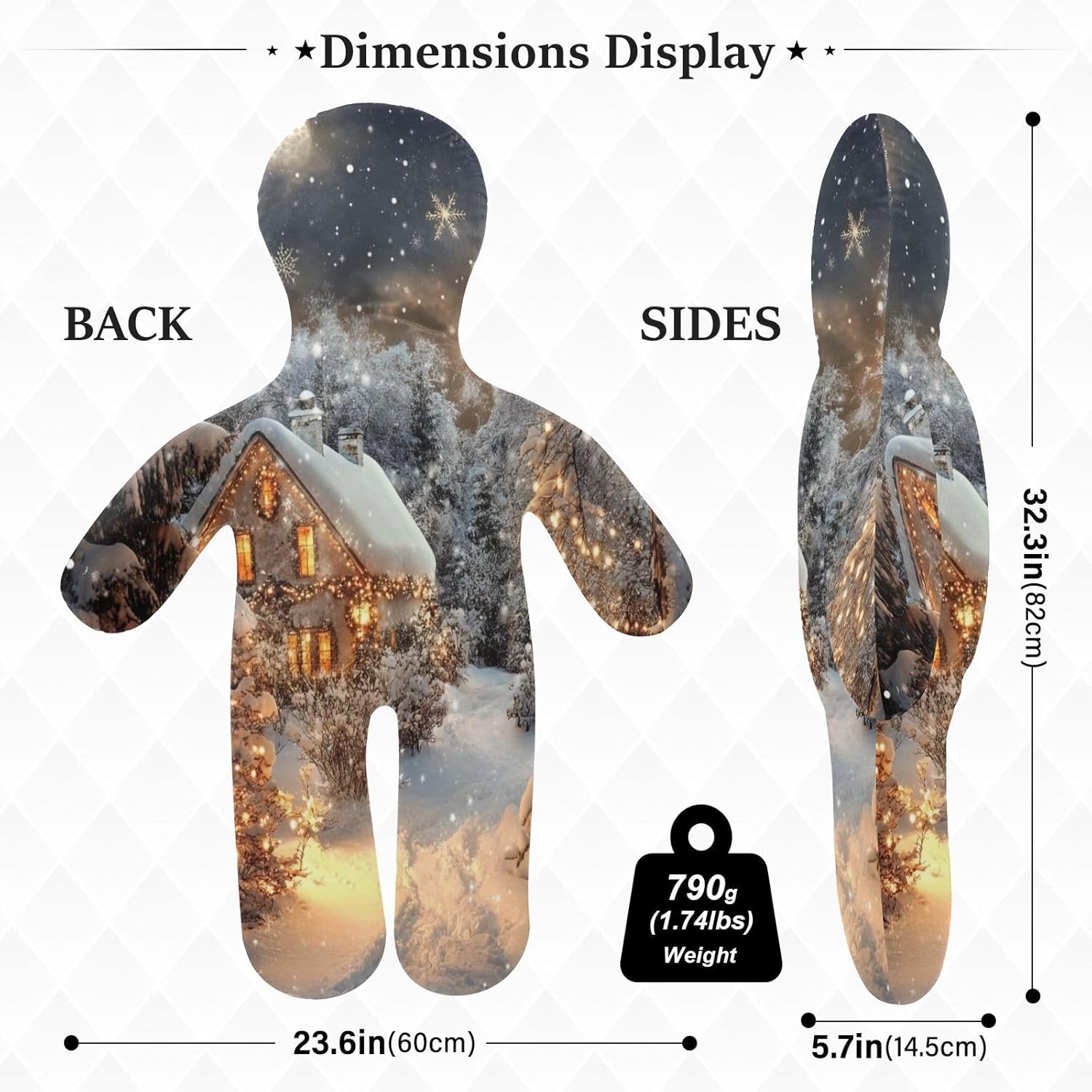 Snow Evening Human-Shaped Pillow Soft Body Pillows Washable Velvet Pillows for Anxiety Relief Sleeping Cuddling & Support