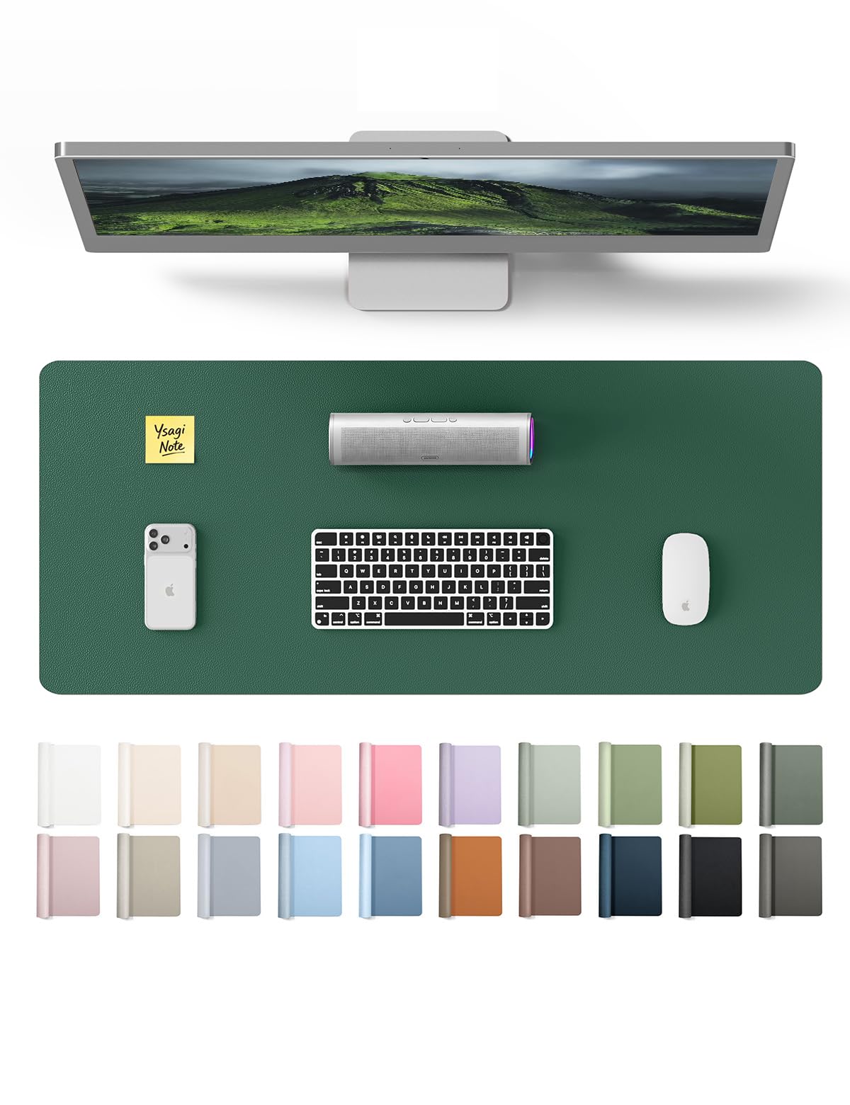 YSAGi Seafoam Green Desk Pad Protector, Large Mouse Pad, 23.6" x 13.8" | Protects Your Desk with Style - main product image