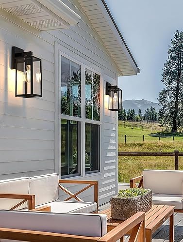 Miniatura 5 de 2 Pack Outdoor Wall Light Fixtures, Exterior Waterproof Lanterns, Porch Wall Sconce Wall Mounted Lighting with E26 Sockets & Glass Shades, Modern