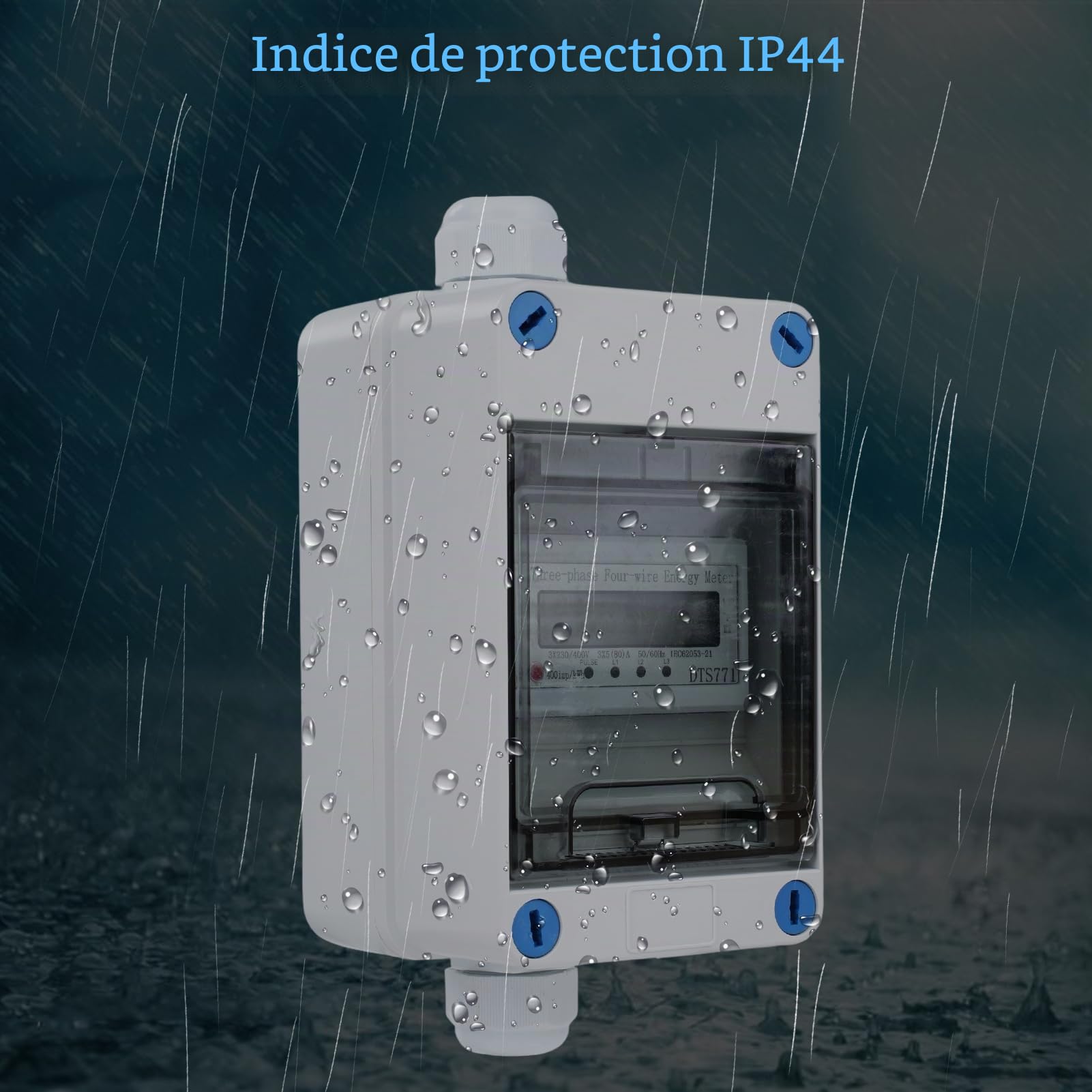DeWin Compteur électrique numérique Mobile 3 Phases, Compteurs d'énergie avec Fonction de Réinitialisation Compteur Triphasé avec Prise 32A 400V(H07RN-F HR-03X)
