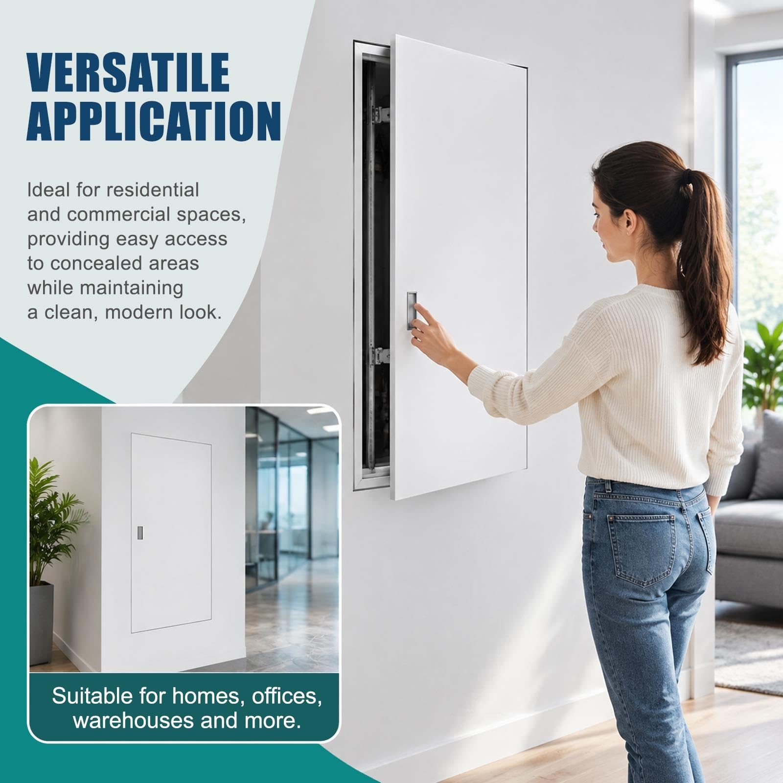 Panel de acceso de paneles de yeso ocultos con marco de aleación de aluminio para una fácil inspección y mantenimiento, ideal para uso residencial y comercial, diseño aislante del sonido, para paredes